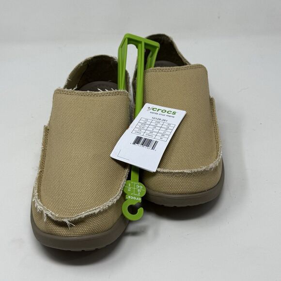 Crocs Santa Cruz Shoes Mens 9 Khaki Brown Canvas Slip On Comfort Casual Loafers main image 5